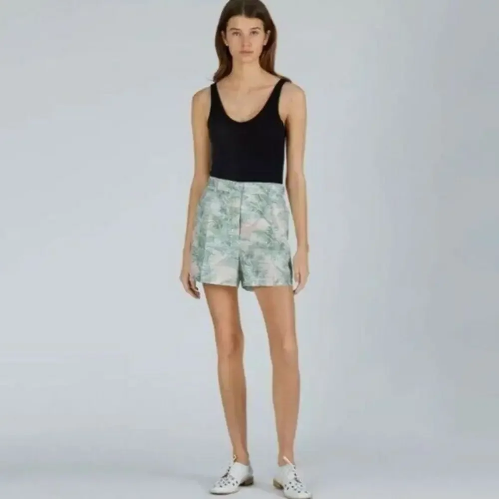 NWT ATM Anthony Thomas Melillo Palm-Print Cotton Poplin‎ Shorts Size 4